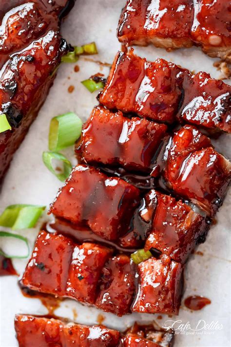 Sticky Chinese Barbecue Pork Belly (Char Siu) | cafedelites.com