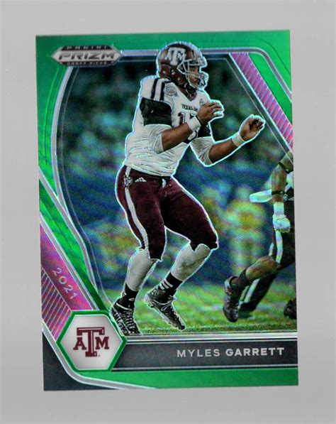 2021 Panini Prizm Draft Picks Collegiate 100 Myles Garrett Green Mint