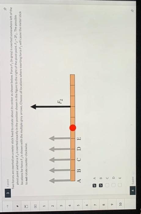 Solved Point Two Forces Are Exerted On A Meter Stick Fixed Chegg