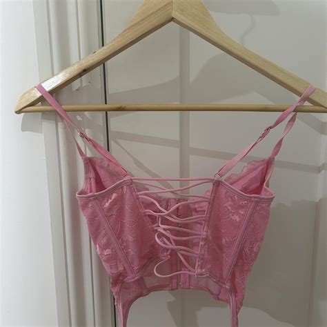 Pink Lace Glassons Corset Size S Depop