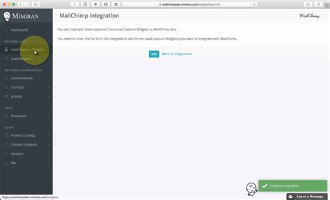 Mimiran MailChimp Integration Setup - Mimiran CRM
