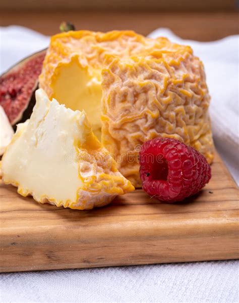 French Langres Soft Cows Crumbly Cheese With Washed Rind Structure Made