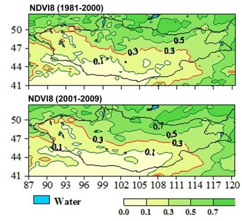 Spatial Patterns Of The Averaged NDVI8 During 1981 2000 And 2001 2009