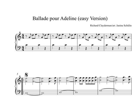 Ballade Pour Adeline arr Janina Schülin by Richard Clayderman Sheet