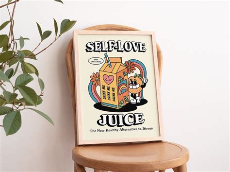 retro  love juice print vintage colorful illustration cute dorm