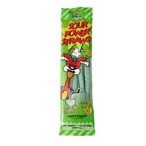 Sour Power Straws Green Apple 50g American Candy Store Australia