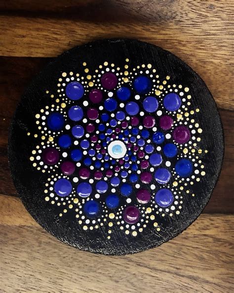 Blue Dot Mandala Coasters Set Of 4single Etsy