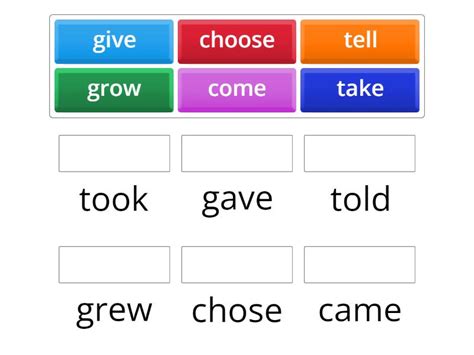 Past Simple Irregular Verbs Une Las Parejas