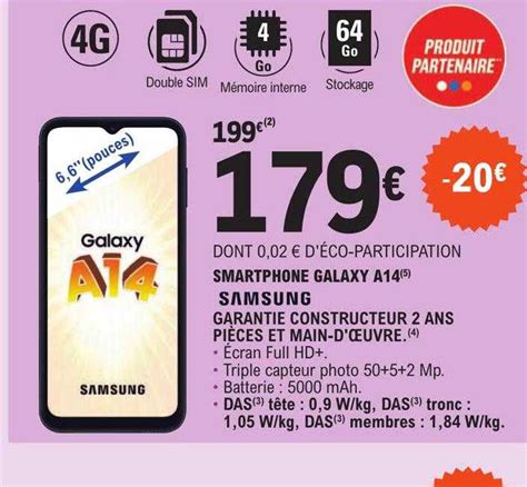 Promo Smartphone 6 6 Samsung Galaxy A14 5g Noir Chez Cora ICatalogue Fr