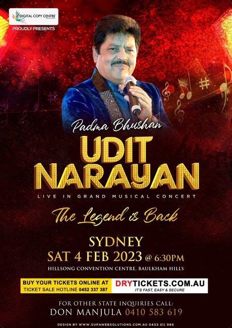 Padma Bhushan Udit Narayan Live In Grand Musical Concert Sydney ...