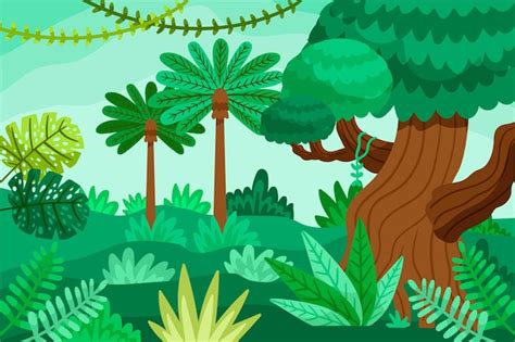 Fondo De Selva De Dibujos Animados Con Exuberante Vegetaci N Vector