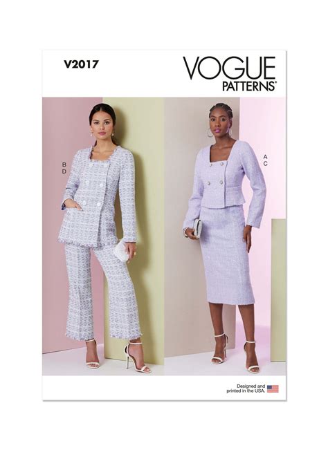 Vogue Patterns V2017 Misses Jacket In Two Lengths Skirt And Trousers