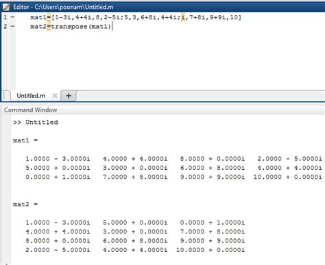 Transpose Matrix Matlab How We Can Do Transpose Matrix In Matlab