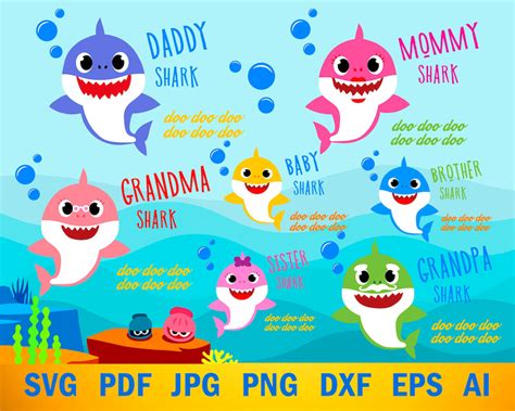 Free 142 Shark Family Baby Shark Birthday Svg SVG PNG EPS DXF File