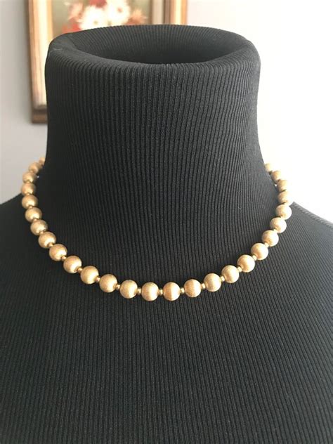 Vintage Gold Beaded Napier Necklace Gem