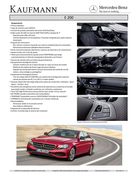 Ficha técnica Mercedes Benz E200 PDF