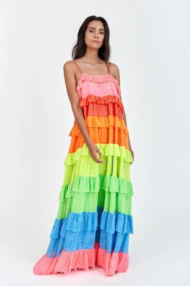 Rainbow Ruffle Tiered Dress In 2021 Tiered Dress Ruffle Tiered Dress