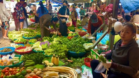 Popular Cambodian Food Market Phnom Penh Fresh Vegetables Fish