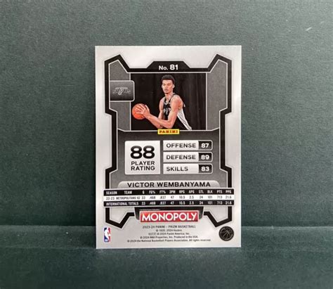 CARTA BASE 2023 24 Monopoly Prizm Pallacanestro Victor Wembanyama