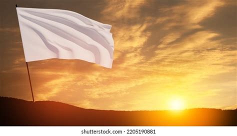 White Flag Waving Wind On Flagpole Stock Photo Shutterstock