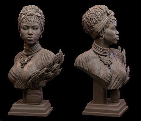 Gimbya Stl Bust Of African Woman 3d Model 3d Printable Cgtrader