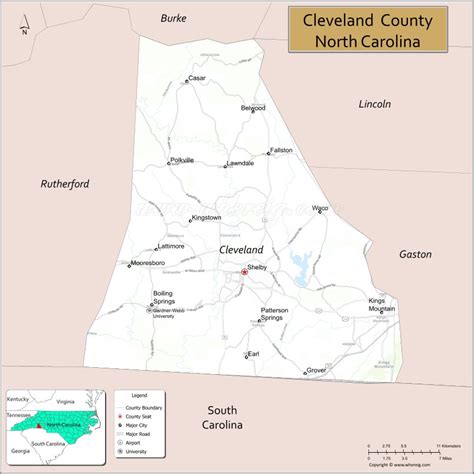 Map of Cleveland County, North Carolina, USA - Check Where is Located ...