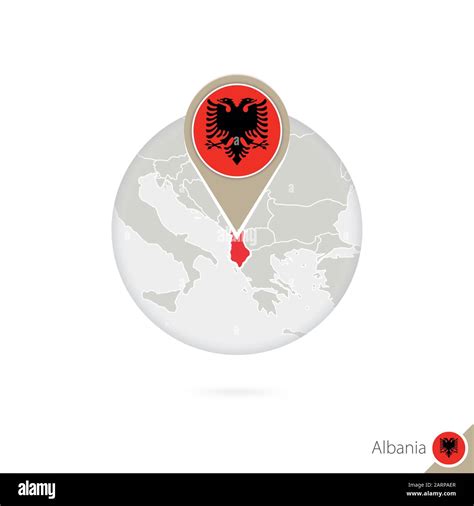 Albania Mappa E Bandiera In Cerchio Mappa Di Albania Albania Perno Di