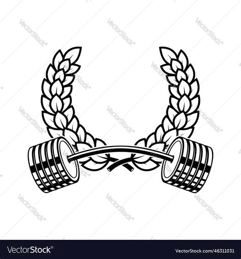 Emblem Template With Barbell And Wreath Design Vector Image