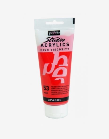 Peinture Acrylique Pébéo Studio 100 ML Rouge Cadmium Foncé 53