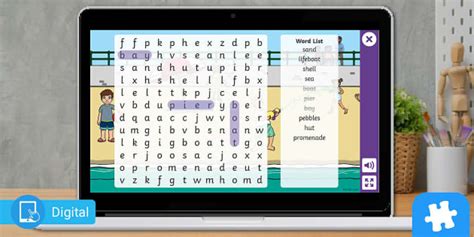 Fun Interactive Seaside Word Search Puzzle Game Twinkl