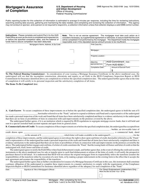 Hud 92300 Form ≡ Fill Out Printable Pdf Forms Online