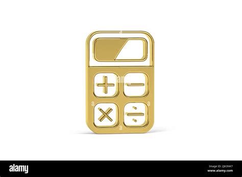 Golden 3d Calculator Icon Isolated On White Background 3d Render