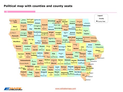 Iowa county map - Editable PowerPoint Maps