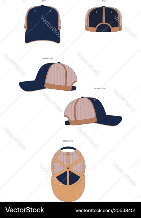 Panel Trucker Cap Template Royalty Free Vector Image