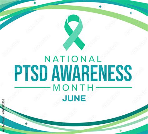 National Ptsd Awareness Month Wallpaper With Green Ribbon And