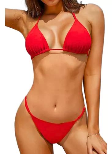 Bikini Malla Básica Triangulo Clasico da Selección Rojo MercadoLibre