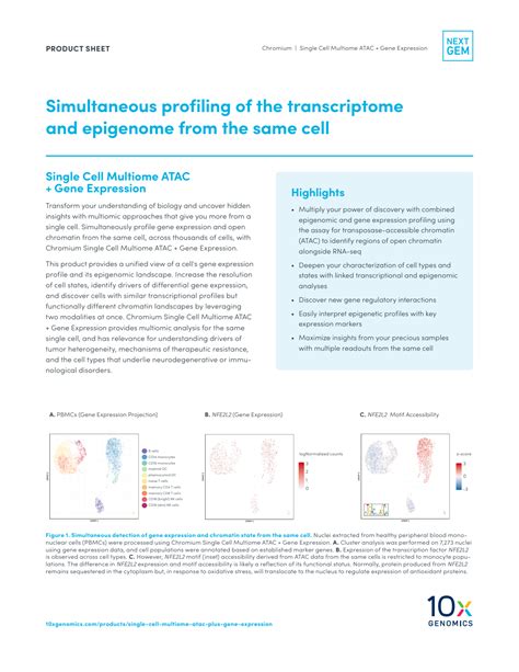 Single Cell Multiome ATAC Gene Expression Product Sheet 10x Genomics