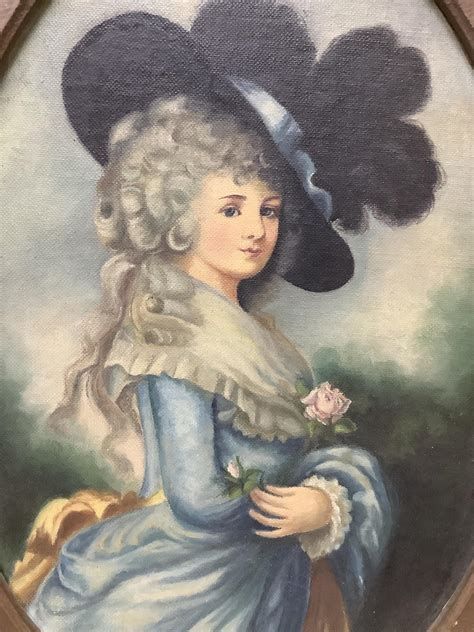 Lot Vintage Portrait Of Duchess Georgiana Oil On Board