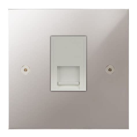 Focus Sb True Edge Teaps251w 1 Gang Slave Telephone Socket In Polished Stainless With White