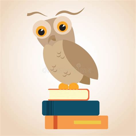 Owl On A Pile Of Books Stock Illustration Illustration Of Color 71916182