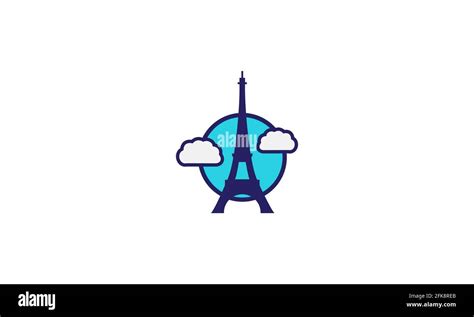 Colorful Eiffel With Cloud Logo Vector Symbol Icon Design Graphic