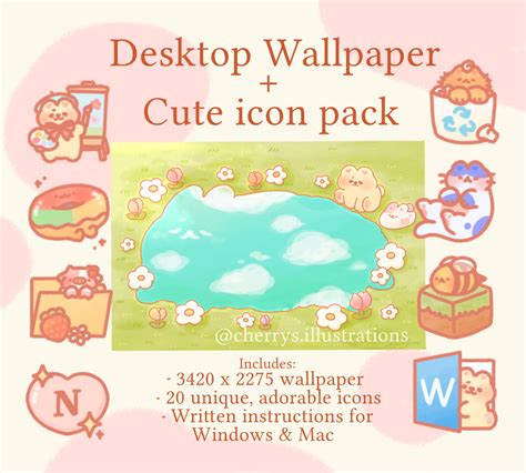 Cute Aesthetic Desktop Laptop Icons Wallpaper Pack - Etsy