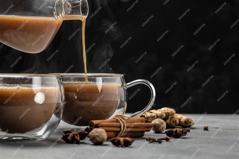 Premium Photo Two Mugs Of Masala Tea Hot Indian Masala Chai Tea With