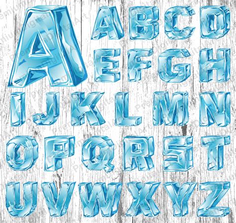 26 Blue Ice Alphabet Ice Fontpen Drawn Fontcolorful