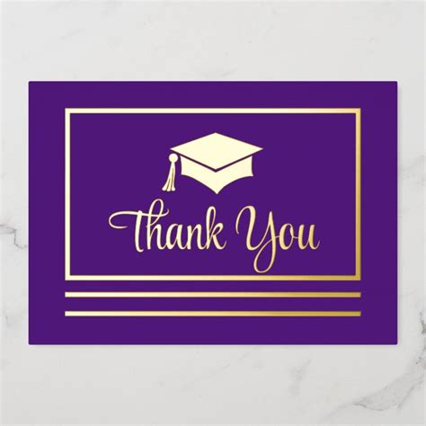 Simple Elegant Graduation Thank You Foil Postcard Zazzle