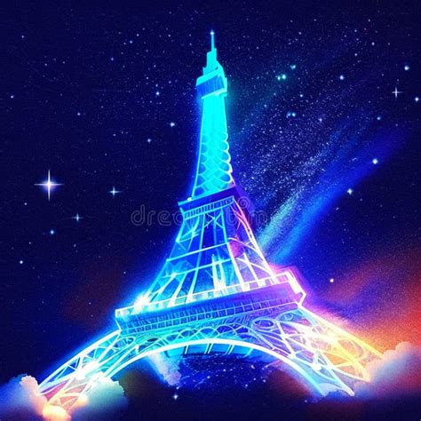 Eiffel Tower On Blue Background Eiffel Tower On Blue Background Stock