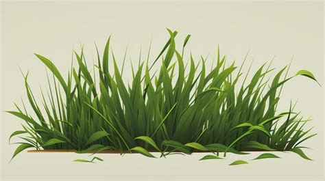 Premium Vector A Grass Field With A Green Plant In The Middle