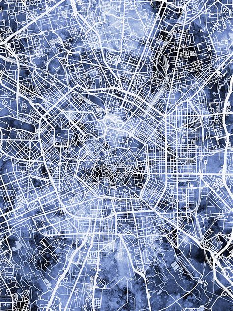 Milan Italy City Map Digital Art By Michael Tompsett Fine Art America