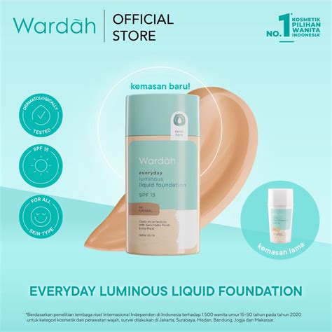 Wardah Everyday Luminous Liquid Foundation Alas Bedak Cair Dengan Hasil