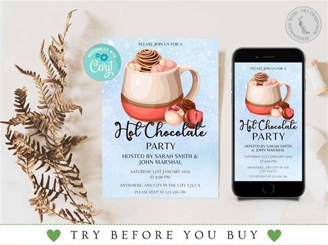 Hot Chocolate Party Invitation Hot Chocolate Printable Printable Hot Chocolate Party Invite